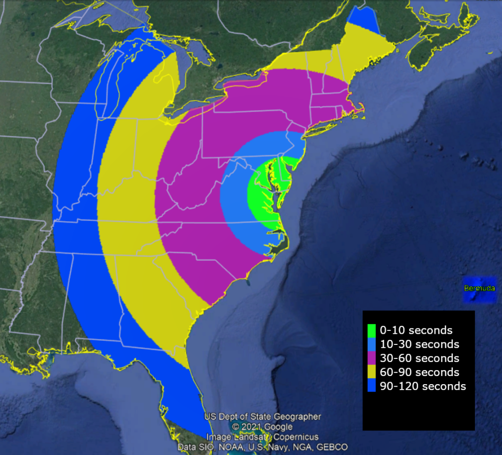 Launch visibility map created by NASA for the May 7th KiNET-X Launch