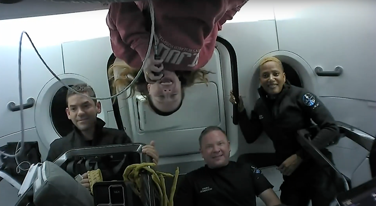 Inspiration4 Crew in orbit speaking with St. Jude patients.