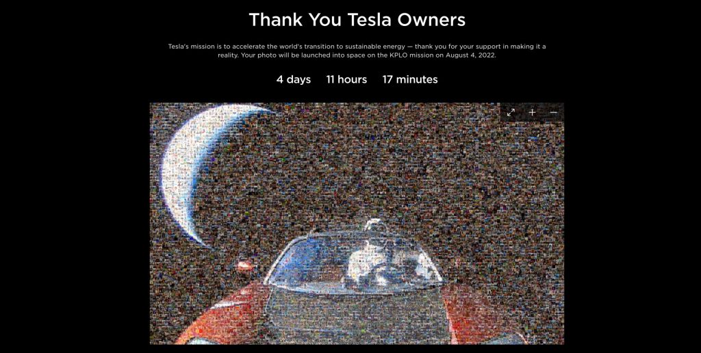 Post thanking Tesla owners with collage of photos.