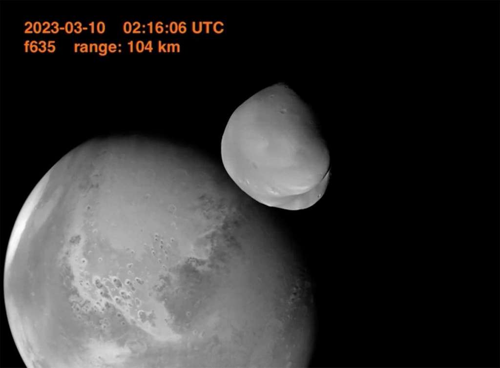 Mars and Deimos seen by UAE's Hope orbiter spacecraft